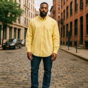 Tommy Hilfiger‎ Men's Yellow Dress Shirt Size 17.5 34/35